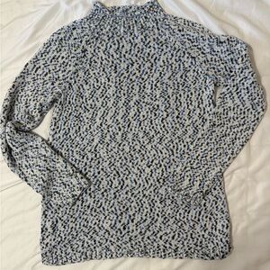 Talbots Roll neck Cotton Blue and White Sweater size medium